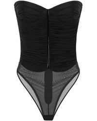 Elisabetta Franchi - Ruched Zip-Front Bodysuit - Lyst
