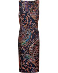 Etro - Pattern-Jacquard Sleeveless Dress - Lyst