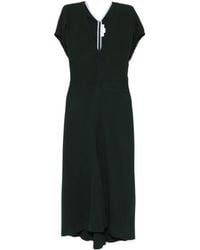 Victoria Beckham - Dark V-Neck Midi Dress - Lyst