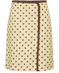 Posse - Bowie Wrap-Effect Polka-Dot Linen And Cotton-Blend Midi Skirt - Lyst