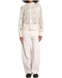 FARM Rio - Graphic Lace Long Sleeve Blouse - Lyst