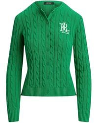 Ralph Lauren - Cable Knit Button Cardigan - Lyst