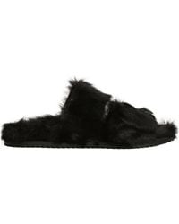 Dolce & Gabbana - Furry Cross-Strap Slides - Lyst