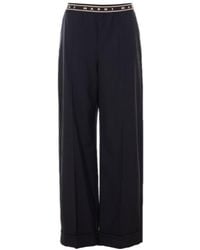 Marni - Logo Waist Wide-Leg Pants - Lyst