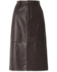 FRAME - Paneled Leather Midi Skirt - Lyst