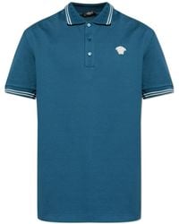 Versace - Medusa Embroidered Short-Sleeved Polo Shirt - Lyst