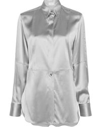 Brunello Cucinelli - Long-Sleeve Satin Shirt - Lyst