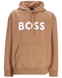 BOSS - Boss Logo Printed Drawstring Hoodie - Lyst