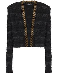 Balmain - Chains Details Side To Side Tweed Jacket - Lyst
