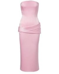 Alex Perry - Draped Satin Crepe Bustier Dress - Lyst