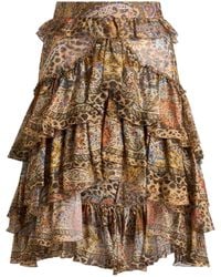 Etro - Paisley-Printed Asymmetric Ruffled Skirt - Lyst