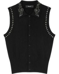 Versace - Embellished Sleeveless Knitted Top - Lyst