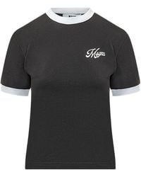 MSGM - Logo Detailed Crewneck T-Shirt - Lyst