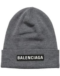 Balenciaga - Logo Patch Knit Beanie - Lyst
