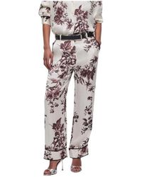 Liu Jo - Printed Satin Trousers - Lyst