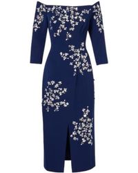 Carolina Herrera - Embellished Off-Shoulder Midi Dress - Lyst