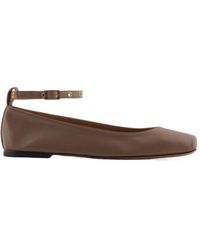Emporio Armani - Square Toe Buckle Detailed Ballet Flats - Lyst