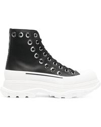 McQueen - Joey Eyelet-Detailed High Top Sneakers - Lyst