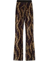 Versace Jeans Couture - Couture Chain-Printed Flared Velvet Trousers - Lyst