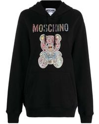 Moschino - Teddy Bear-Motif Cotton Hoodie - Lyst