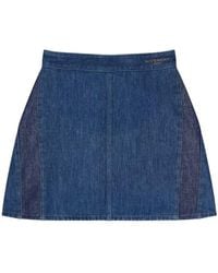 Givenchy - Contrast Panel Denim Skirt - Lyst