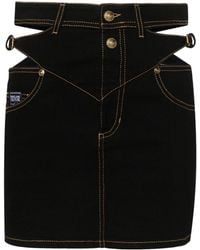 Versace Jeans Couture - Couture Cut-Out Detailed Denim Mini Skirt - Lyst