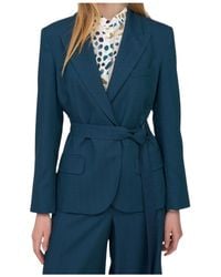 Marella - Herringbone Lace-Up Blazer - Lyst