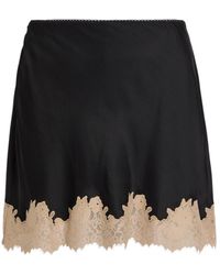 RIXO London - Lace-Trim Satin Mini Skirt - Lyst