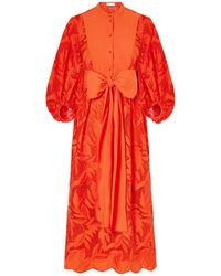Erdem - Bow-Detailed Embroidered Poplin And Lace Midi Dress - Lyst