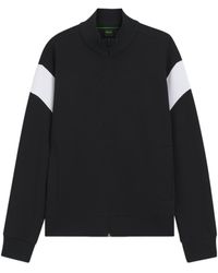 BOSS - Zippered Cotton-Blend Sweatshirt With Contrast Inserts - Lyst