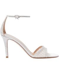 Gianvito Rossi - Rania 85 Crystal-Embellished Organza-Trimmed Suede Sandals - Lyst