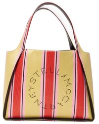 Stella McCartney - Striped Logo Embellished Tote Bag - Lyst