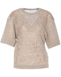 Brunello Cucinelli - Crewneck Knitted Top - Lyst