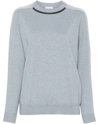 Brunello Cucinelli - Monili Detailed Knitted Sweater - Lyst