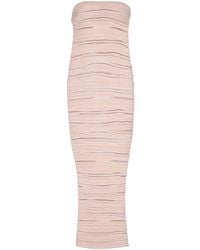 Balmain - Knitted Strapless Midi Dress - Lyst