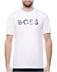 BOSS - Boss Logo Printed Crewneck T-Shirt - Lyst