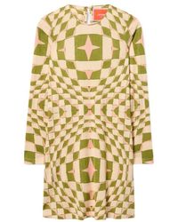 La DoubleJ - Geometric-Print Long-Sleeve Midi Dress - Lyst