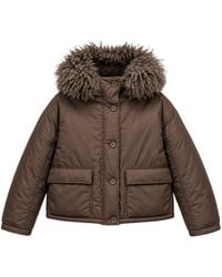 Yves Salomon - Down Jacket With Faux-Fur Trim And A Hood - Lyst