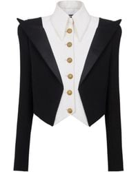 Balmain - Cropped 6-Button Crepe Jacket - Lyst