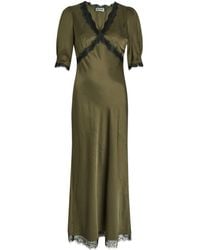 RIXO London - Annina Lace-Embellished Satin Midi Dress - Lyst