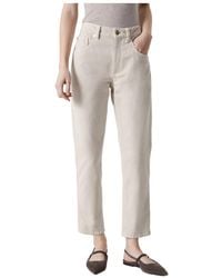 Brunello Cucinelli - Logo Patch Cropped Jeans - Lyst