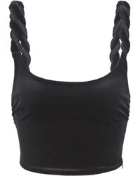 Emporio Armani - Twisted-Straps Velvet Cropped Top - Lyst