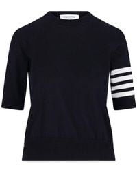 Thom Browne - 4 Bar Sheer Sleeved Fine-Knitted T-Shirt - Lyst