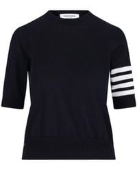 Thom Browne - 4 Bar Sheer Sleeved Fine-Knitted T-Shirt - Lyst