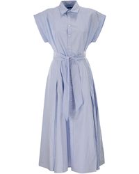 Polo Ralph Lauren - Striped Cotton Shirt Dress With Belt - Lyst