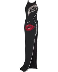 Balmain - Long Embroidered Dress With Face Motif - Lyst