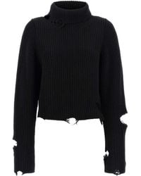 Haikure - Lover Distressed Cropped Knitted Sweater - Lyst