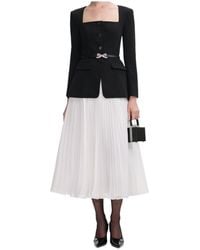 Self-Portrait - Long-Sleeved Contrast Chiffon Midi Dress - Lyst