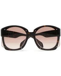 McQueen - Tortoiseshell-Effect Oversized-Frame Sunglasses - Lyst