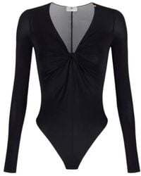 Elisabetta Franchi - Draping Crepe Jersey Bodysuit - Lyst